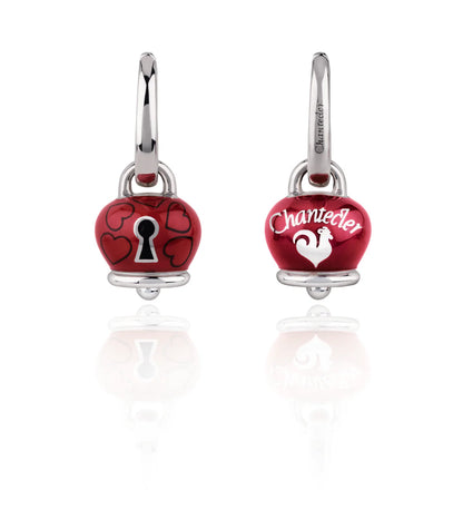 Chantecler Et Voilà Orecchini Campanella Argento E Smalto Rosso con Lucchetto