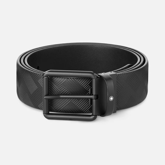 Montblanc Cintura reversibile in pelle stampata nera/liscia nera da 35 mm 131183