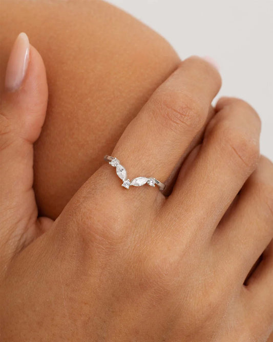 Amabile Anello Chevron Glimmer Argento