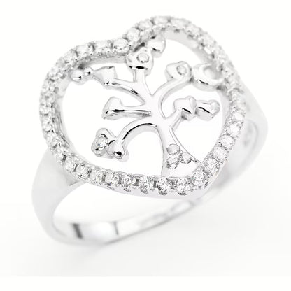 Amen Anello a Cuore Albero della Vita con Zirconi