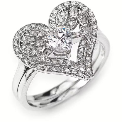 Amen Anello Doppio Cuore Con Ali