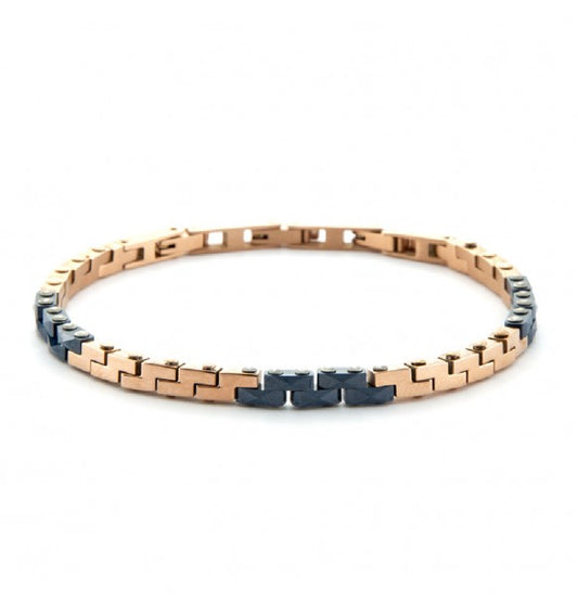 Cesare Paciotti 4US Bracciale Uomo Placcato Oro Rosa E Ceramica Blu