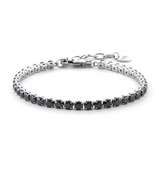 Cesare Paciotti Bracciale Uomo Tennis Con Cristalli Neri