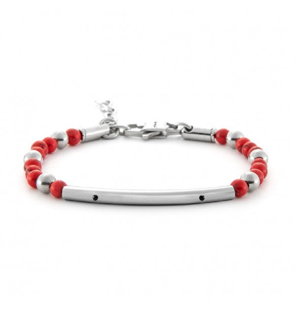 Cesare Paciotti 4US Bracciale Uomo Con Sfere Rosse