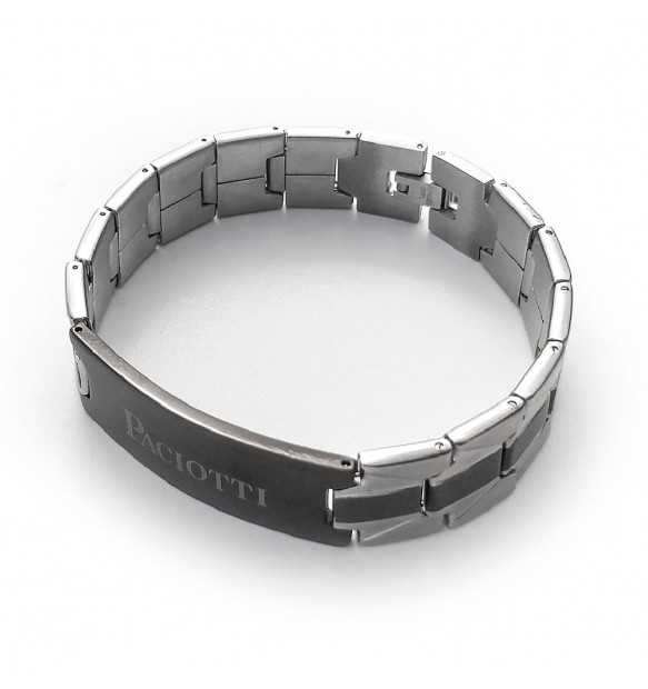 Cesare Paciotti 4US Bracciale Uomo Con Targa Centrale Gun Metal Logata