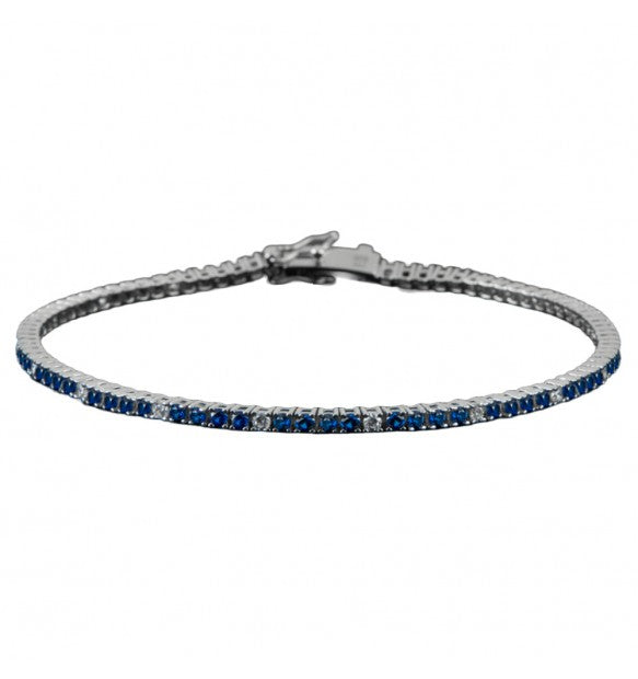 Cesare Paciotti Bracciale Uomo Tennis Zirconi Blu E Bianchi