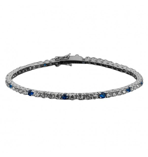 Cesare Paciotti Bracciale Uomo Tennis Zirconi Bianchi E Blu