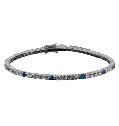 Cesare Paciotti Bracciale Uomo Tennis Zirconi Bianchi E Blu