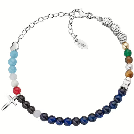 Amen Bracciale Con Pietre Naturali Miste