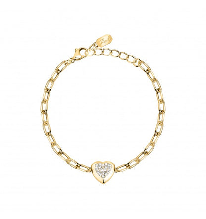 Karl Lagerfeld Bracciale Dorato A Catena Con Cuore Con Zirconi