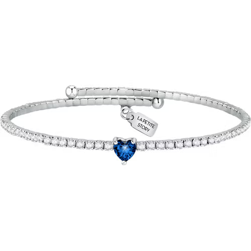 La Petite Story Bracciale Rigido Tennis con Cuore Blu