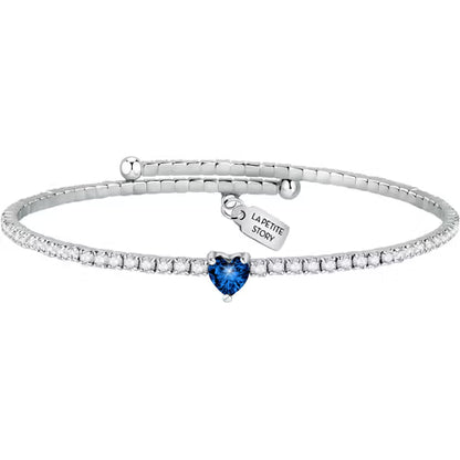 La Petite Story Bracciale Rigido Tennis con Cuore Blu