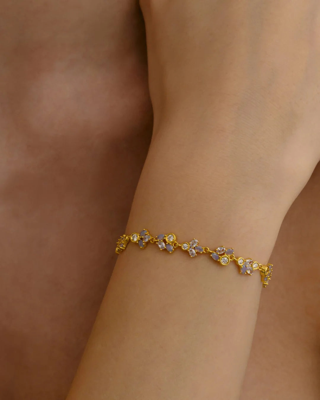 Amabile Bracciale Scorrevole Lavanda Placcato Oro