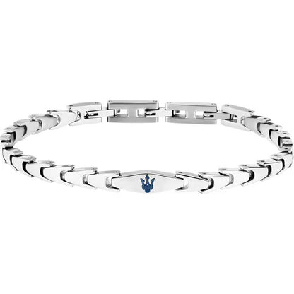 Maserati Bracciale Uomo In Acciaio Iconic Con Tridente Blu
