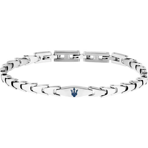 Maserati Bracciale Uomo In Acciaio Iconic Con Tridente Blu