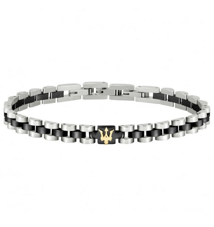 Maserati Bracciale Uomo In Acciaio Silver E Nero