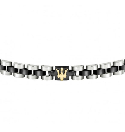 Maserati Bracciale Uomo In Acciaio Silver E Nero