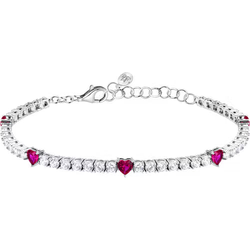 Morellato Bracciale Tennis con Zirconi Bianchi e Cuori Rossi