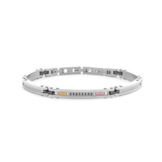 Cesare Paciotti Bracciale Uomo con Ceramica Nera e Dettagli in Oro 18kt