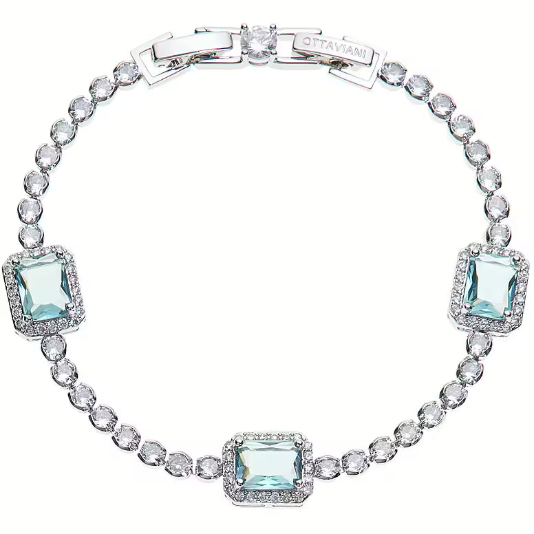 Ottaviani Bracciale Tennis con 3 Zirconi Azzurri
