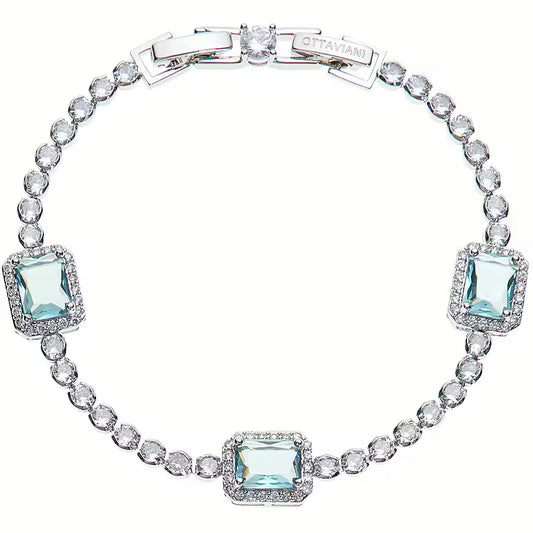 Ottaviani Bracciale Tennis con 3 Zirconi Azzurri