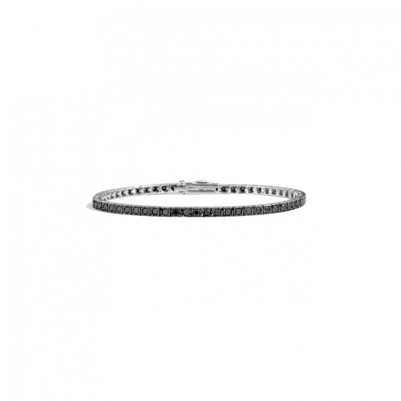 Recarlo Bracciale Tennis In Oro Bianco E Diamanti Neri Da 1.20 CT