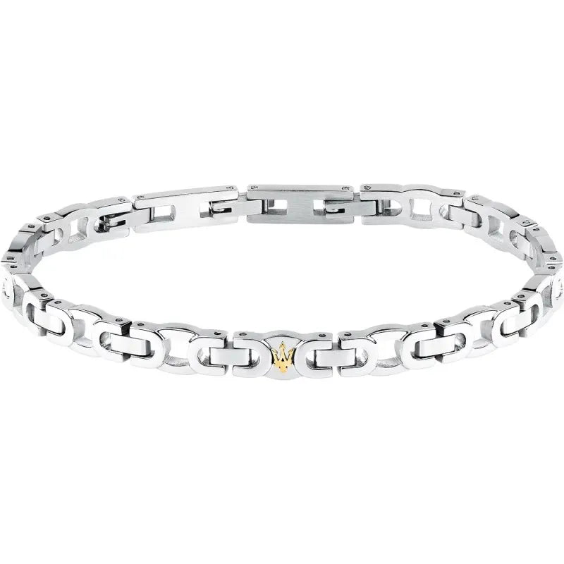 Maserati Bracciale Uomo In Acciaio Silver E Logo