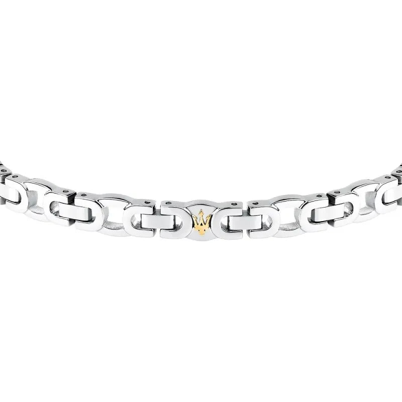 Maserati Bracciale Uomo In Acciaio Silver E Logo