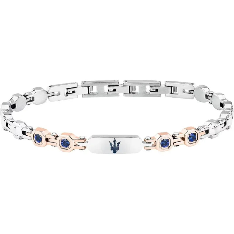 Maserati Bracciale Uomo Sapphire In Acciaio Silver E Zaffiri