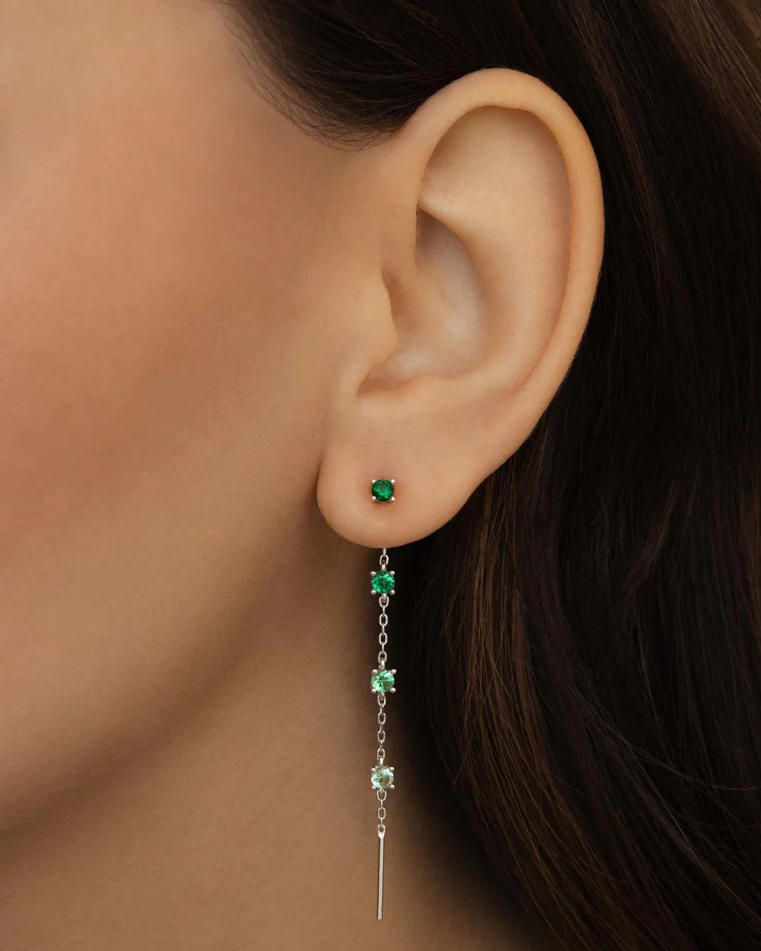 Amabile Orecchino Singolo Charmi Luce Argento / Verde