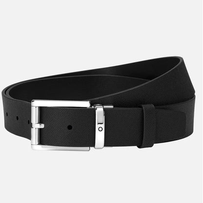 Montblanc Cintura Rettangolare 35 mm in Pelle Testurizzata 126028