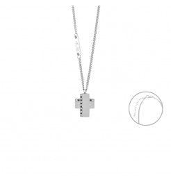 Cesare Paciotti 4US Collana Croce Uomo Zirconi Bianchi e Neri Alternati