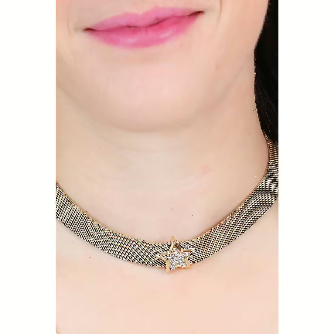Liu Jo Collana Choker Fascia in Acciaio Dorato con Stella