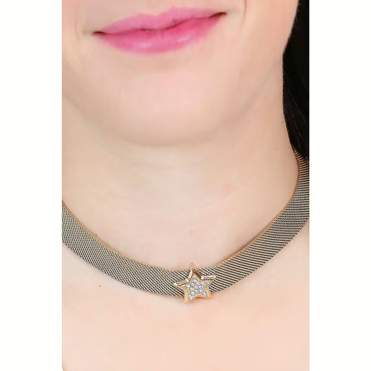 Liu Jo Collana Choker Fascia in Acciaio Dorato con Stella
