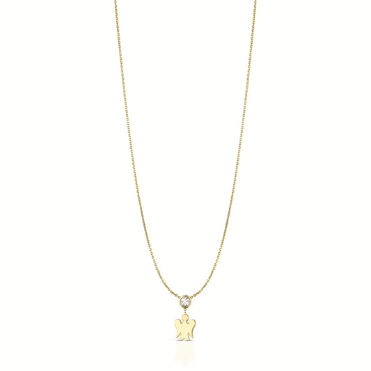 Roberto Giannotti Collana In Oro Giallo Con Angelo E Punto Luce