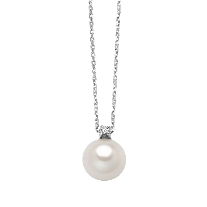 Miluna Collana con Perla 6,5-7 e Diamante in Oro 9kt