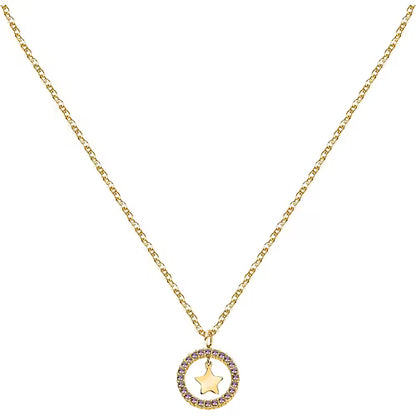La Petite Story Collana Dorata Con Stella e Cerchio di Zirconi Viola