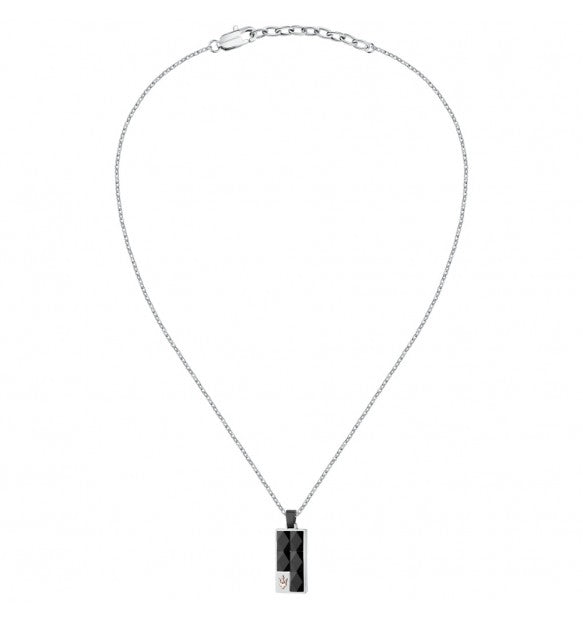 Maserati Collana Uomo In Acciaio E Ceramica Nera