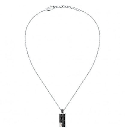 Maserati Collana Uomo In Acciaio E Ceramica Nera