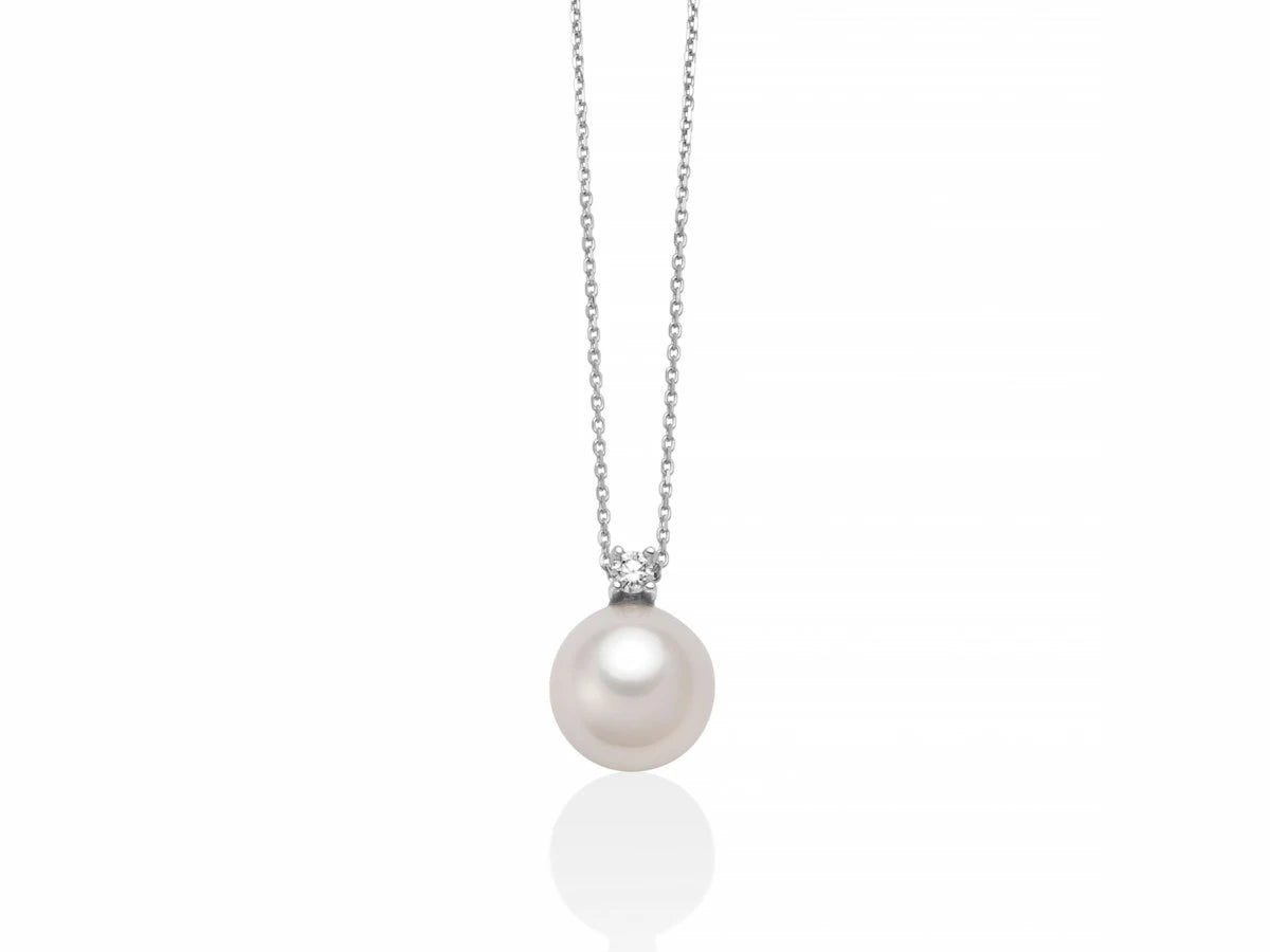 Miluna Collana con Perla 8,5-9 e Diamante in Oro 18kt