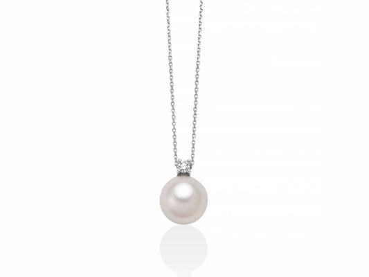 Miluna Collana con Perla 8,5-9 e Diamante in Oro 18kt