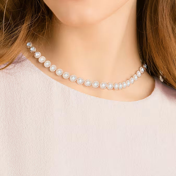 Swarovski Collana Tennis Una Angelic Oro Rosa