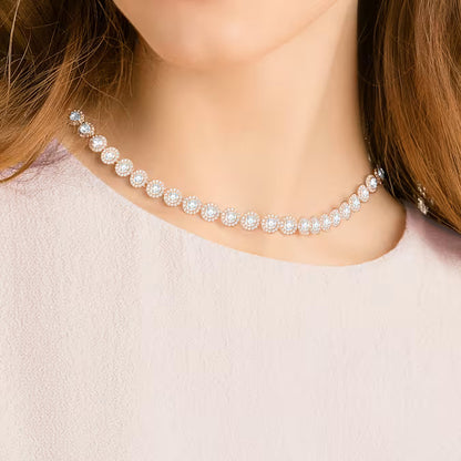 Swarovski Collana Tennis Una Angelic Oro Rosa