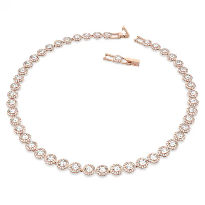 Swarovski Collana Tennis Una Angelic Oro Rosa