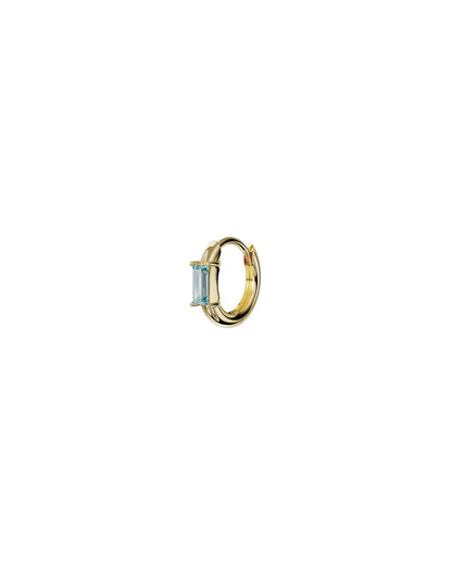 Amabile Orecchino Singolo Hoop Luce Baguette Ghiaccio - Placcato Oro