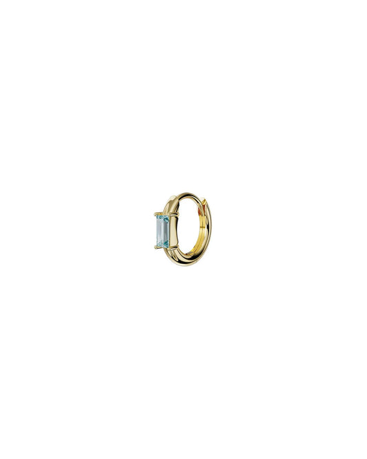 Amabile Orecchino Singolo Hoop Luce Baguette Ghiaccio - Placcato Oro
