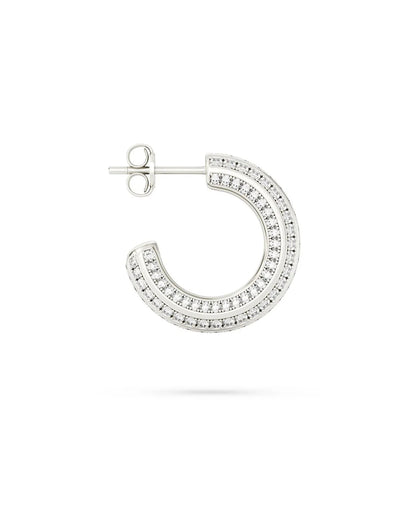 Amabile Orecchino Singolo Hoop Stripe - Argento