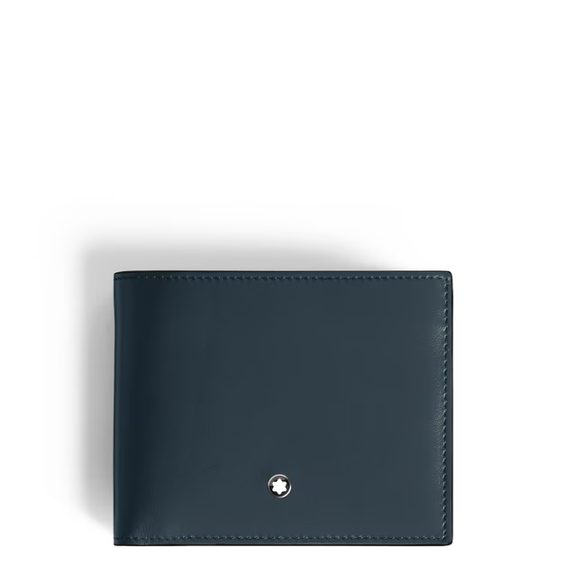 Montblanc Portafoglio 6 Tasche in Pelle Blu Meisterstück 220446