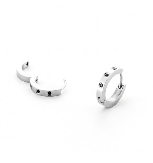 Cesare Paciotti 4US Orecchini Cerchio Con Zirconi Neri