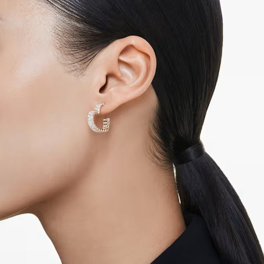 Swarovski Orecchini A Cerchio Matrix Cuore Dorati